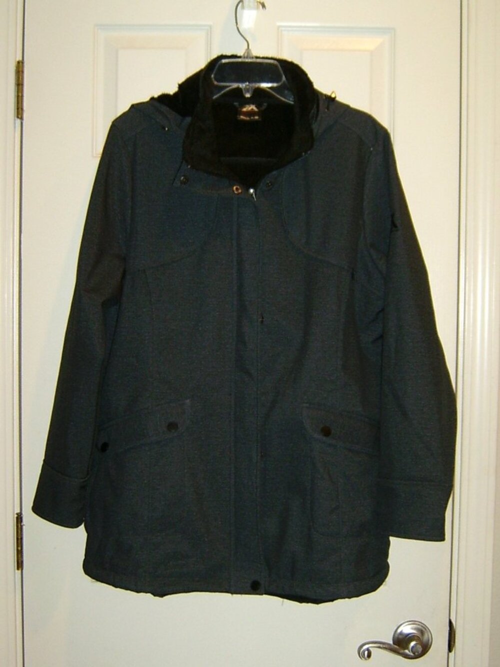 ZeroXposure Black Faux Fur Lined Detachable Hood Jacket, Size XL, EUC